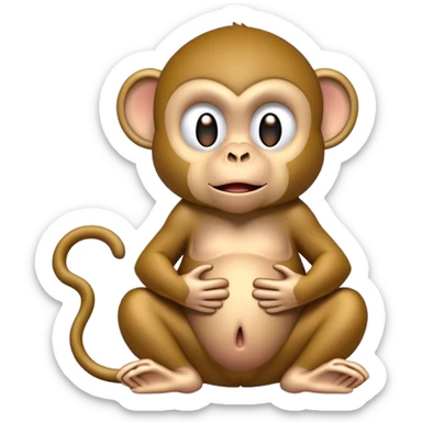 Monkey with a stomach ache  sticker