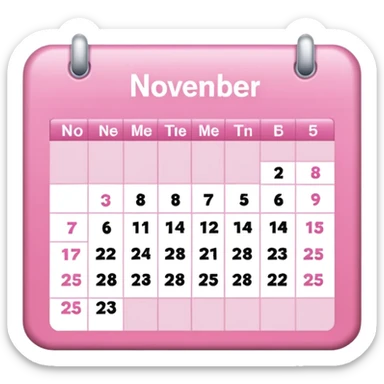 pink calendar of november 2025 sticker