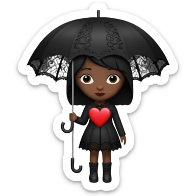 goth themed heart with a black lace umbrella sticker