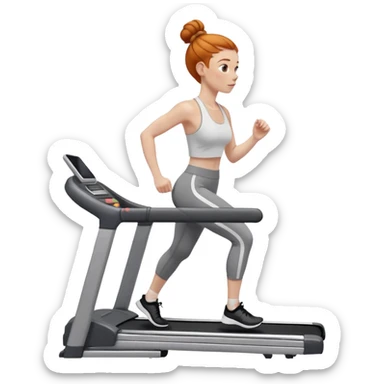 Ginger gym girl low bun treadmill sticker