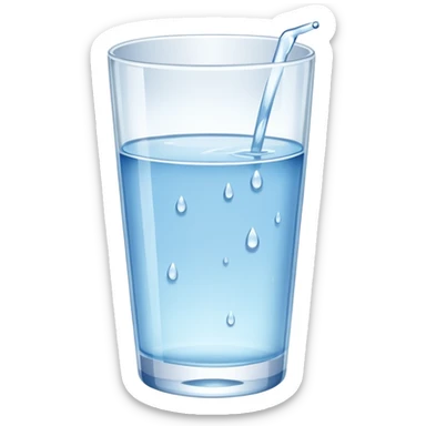 glass of water with water droplets, refreshing and clear sticker