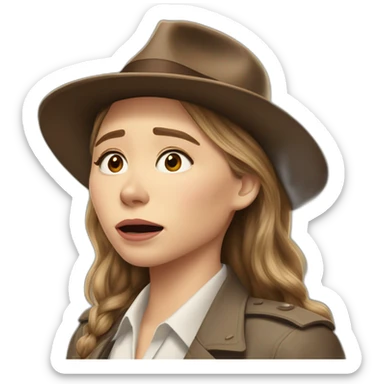 Elizabeth olsen in Indiana jones suit crying sticker