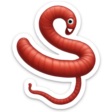 generate a red worm who look like the Letter W sticker