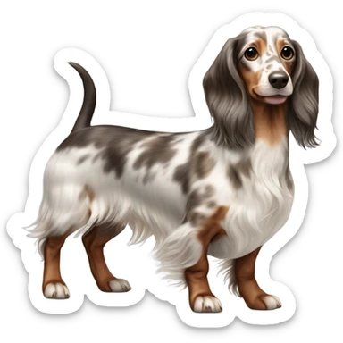 long hair dachshund brown and white merle sticker