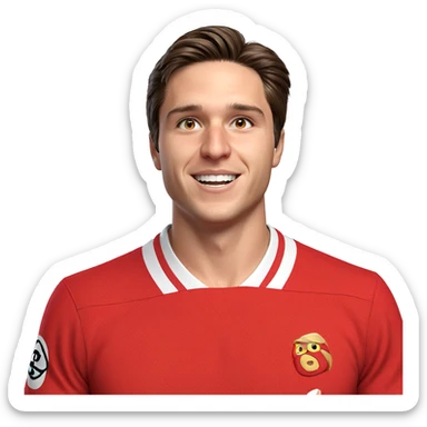 smiling boy in red shirt sticker