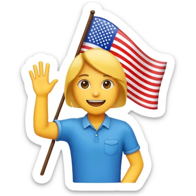 une emoticone avec un drapeau pour dire c'est gagné sticker