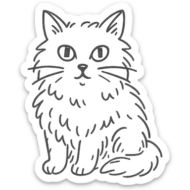 gray fluffy cat with light green eyes sticker