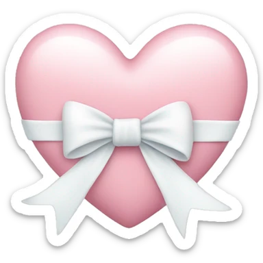 Pastel pink heart with white bow sticker