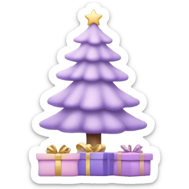 cute pastel purple christmas tree with pastel purple presents under  sticker