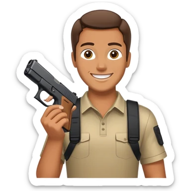 Smiley fave holding a Glock sticker