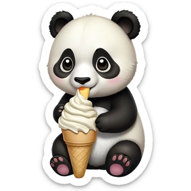 Panda eating ice cream sticker