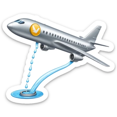 Fuel being put into airplane wing tank sticker