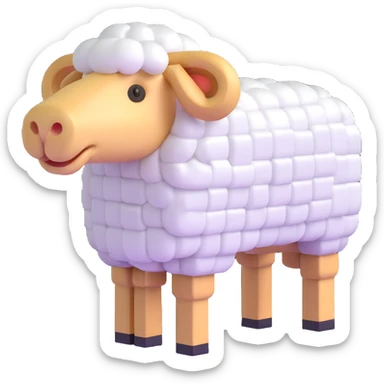 Minecraft sheep made out of square blocks, looks exactly like in the game sticker