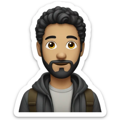 young white artist with black beard with baggy clothes sticker