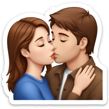 Brown hair girl Kissing guy sticker