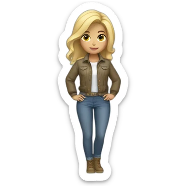 Blonde casual girl with jacket tied around waist sticker