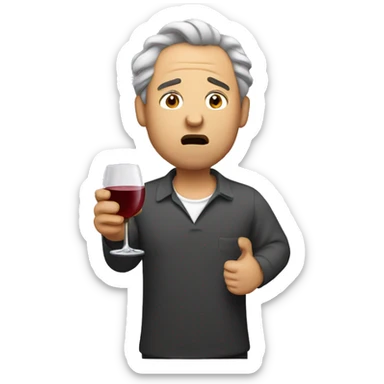 Drunk Man drinking wine eating egg roll sticker