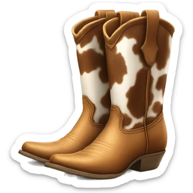Realistic pair of isolated cow print pattern cowgirl boots. sticker