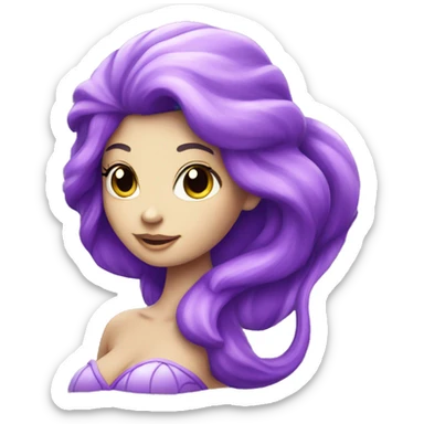 mermaid with purple tail pale sticker