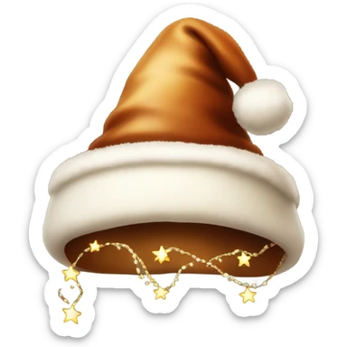 brown santa claus hat with shimmering garland sticker