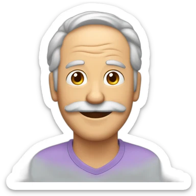 Hombre de 50 años de edad con cabello pelo largo y bigote sonriendo sticker