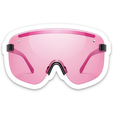 pink tinted shield visor glasses, frameless Y2K style, one continuous lens, minimalist design sticker