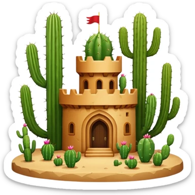 castle cactus sticker