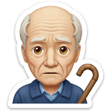 old man with Resentment - bitter indignation at having been treated unfairly - waving cane sticker
