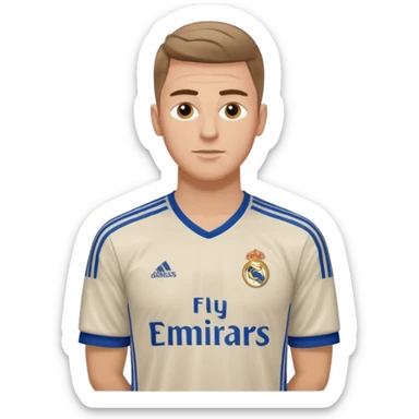 White male wearing Adidas Real Madrid jersey sticker