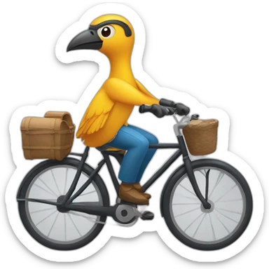 bird biking to work sticker