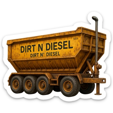 Make the dump end trailer more detailed while keeping the words 'Dirt n Diesel' visible. Preserve the emoji style look and feel. Remove the background. sticker