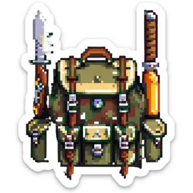 hiking backpack with survival tools sticker