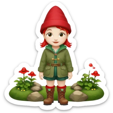 short girl garden gnome sticker