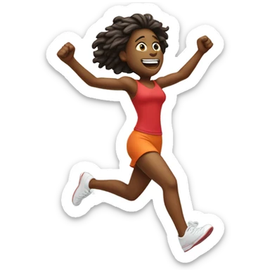 Design an emoji of a person running with a big heart beating strong. Capture the joy of cardio exercise sticker