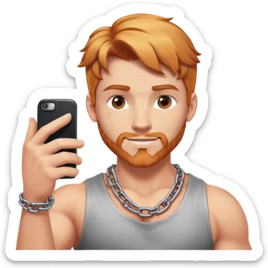 Buff man selfie with thick chain link necklace and reddish blonde hair  sticker