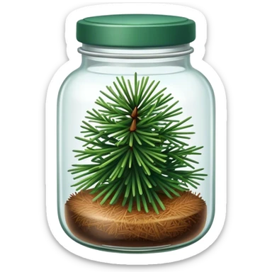 jar of green pine needles sticker