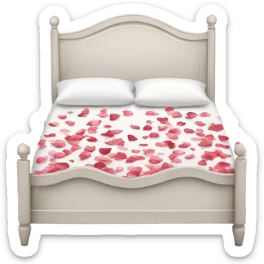 white queen size bed with rose petals sticker