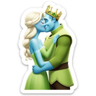 Frozen Elsa kissing Shrek  sticker