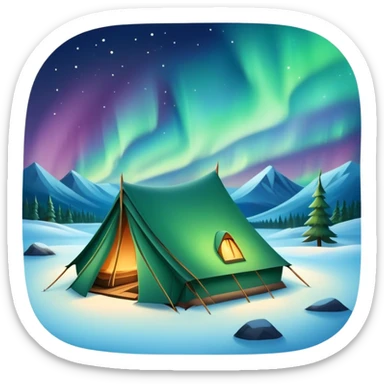 tent in snowy Lapland wilderness with northern lights sticker