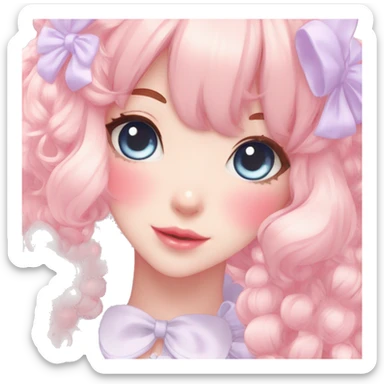 Shiny Blushing Cute Kawaii Beautiful Pastel Lolita Anime Catgirl Trending Style Cottagecore Pastelcore  sticker