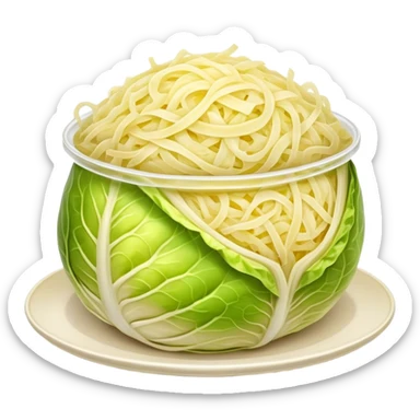 Cinematic Realistic Sauerkraut Dish Emoji, depicted as a tangy, fermented cabbage dish rendered with vibrant textures and natural, appetizing lighting. sticker
