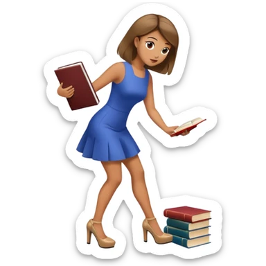Bimbo walking, platform heels, mini dress, picking up book from ground, hot  sticker