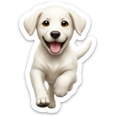 White Lab Puppy running  sticker