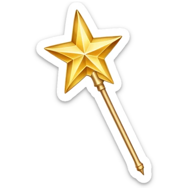 Sparkly magic wand with a star tip, casting magical sparks sticker