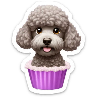 a brigadeiro with a poodle on top, on the lilac background sticker