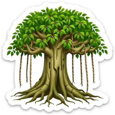 Banyan tree with hanging roots sticker