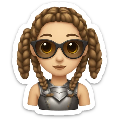 Girl knight with French braids, brown hair and sunglasses sticker