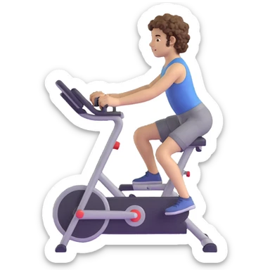 curly haired boy exercising at the gym sticker