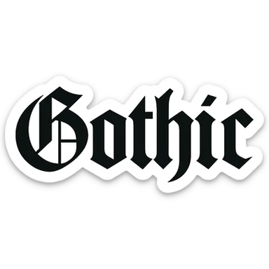 the word 'Gothic' in classic blackletter gothic calligraphy, only text, no decoration sticker