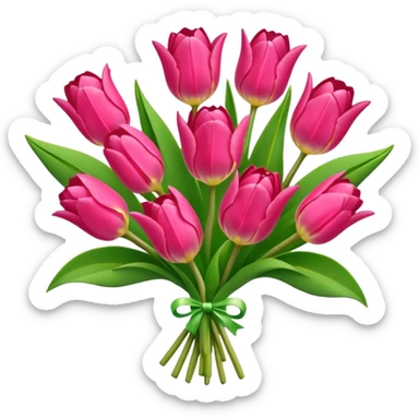 bouquet de tulipes roses attaché avec une bague, ambiance joyeuse sticker
